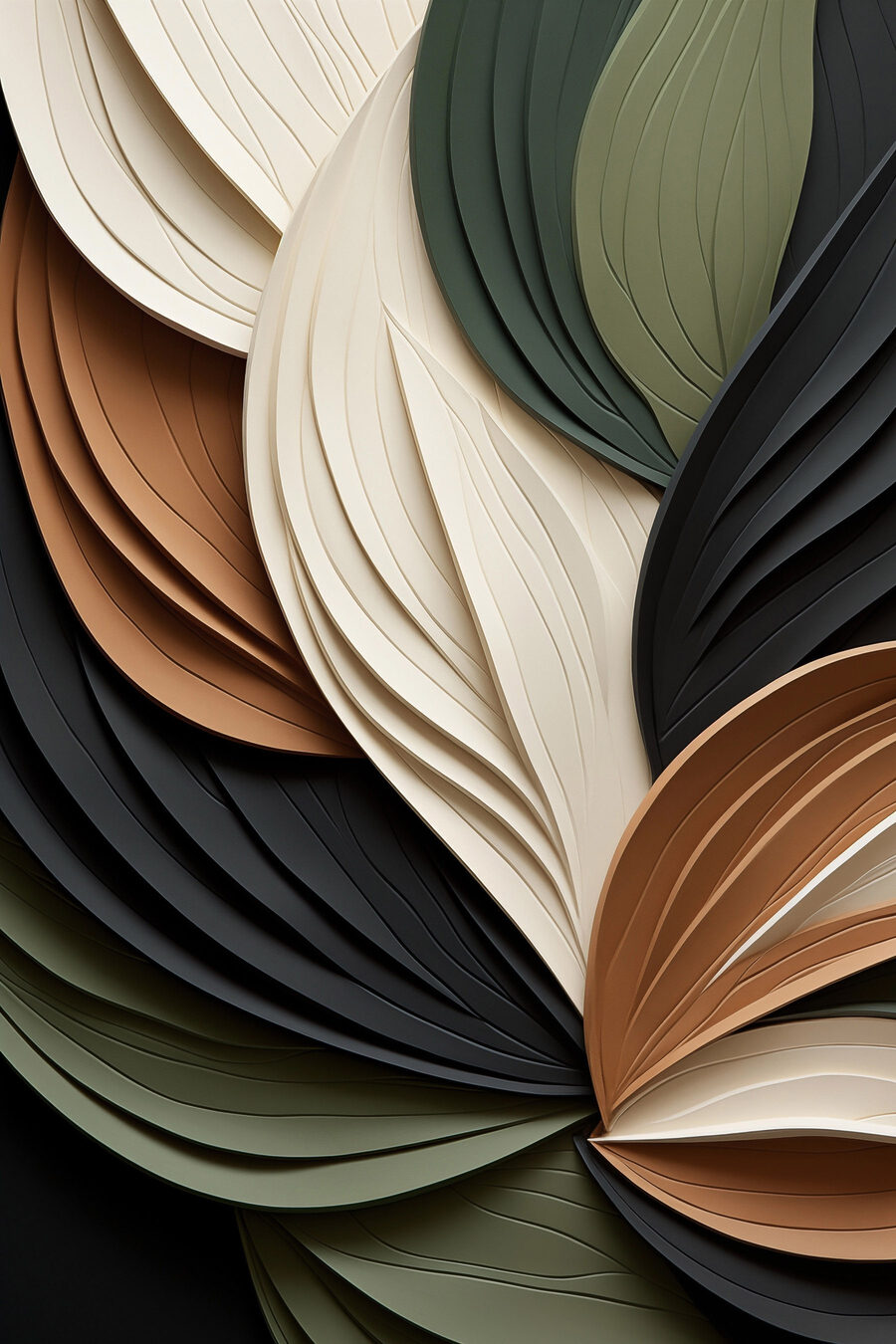 Leques de folhas dobradas — design completo