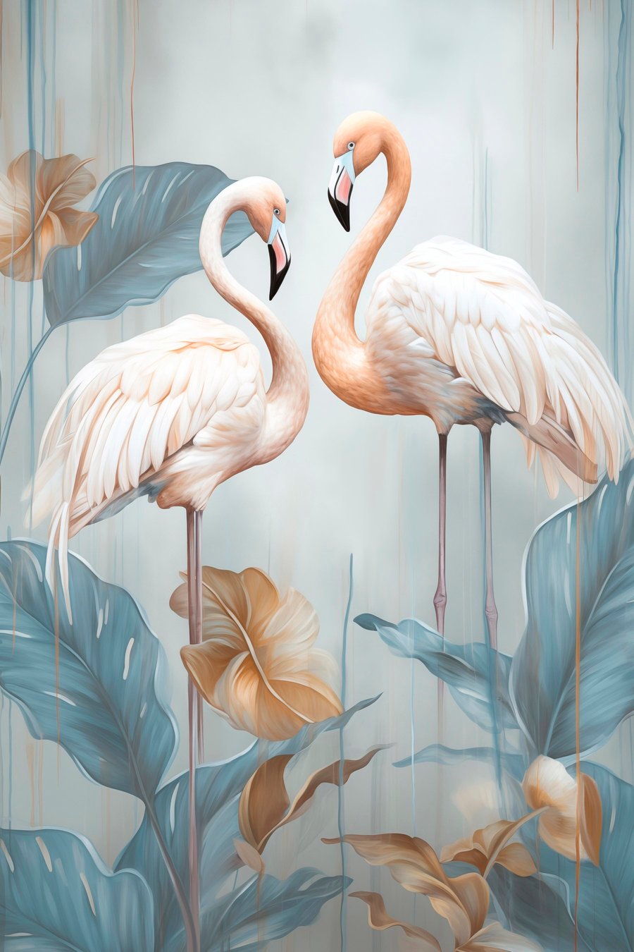 Flamingos entre folhas tropicais — design completo