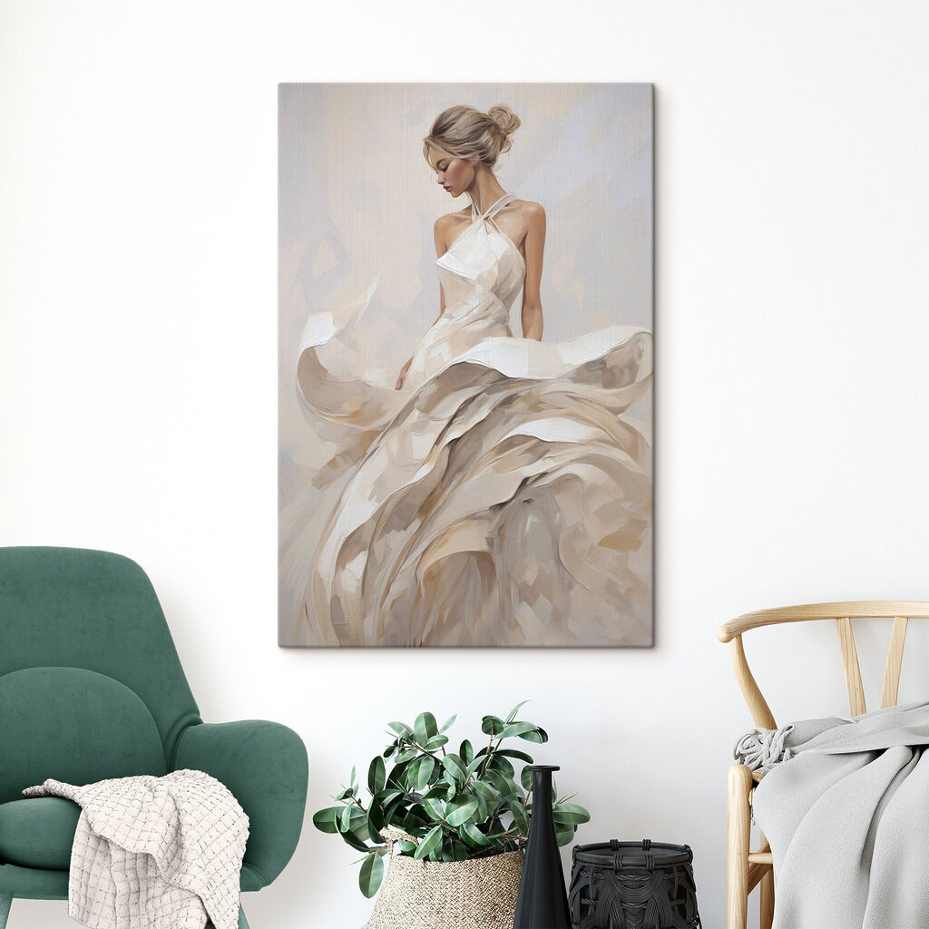 Mulher de vestido ondulante — interior 2