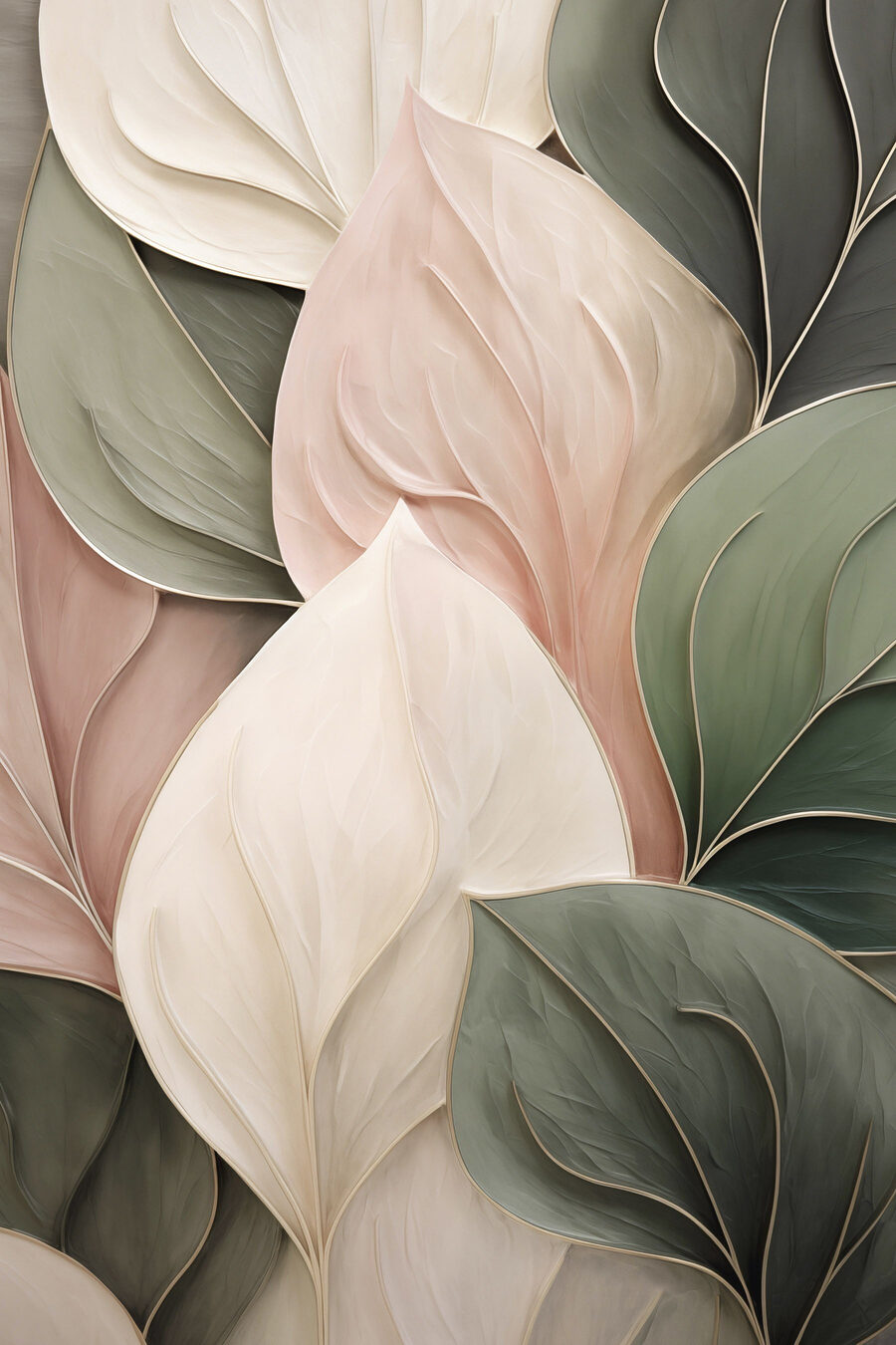 Folhas largas em pastel — design completo