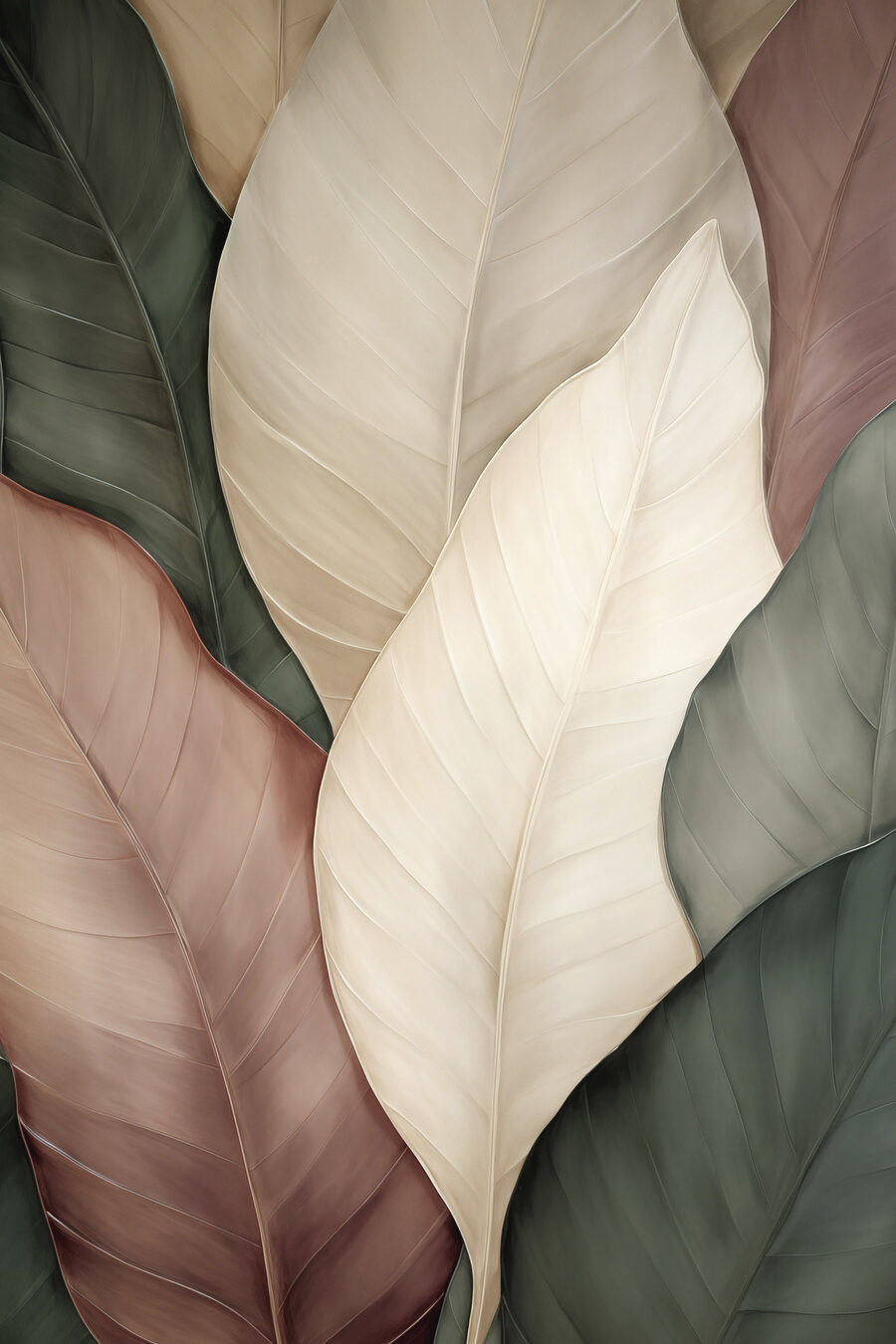 Folhas curvas com nervuras — design completo