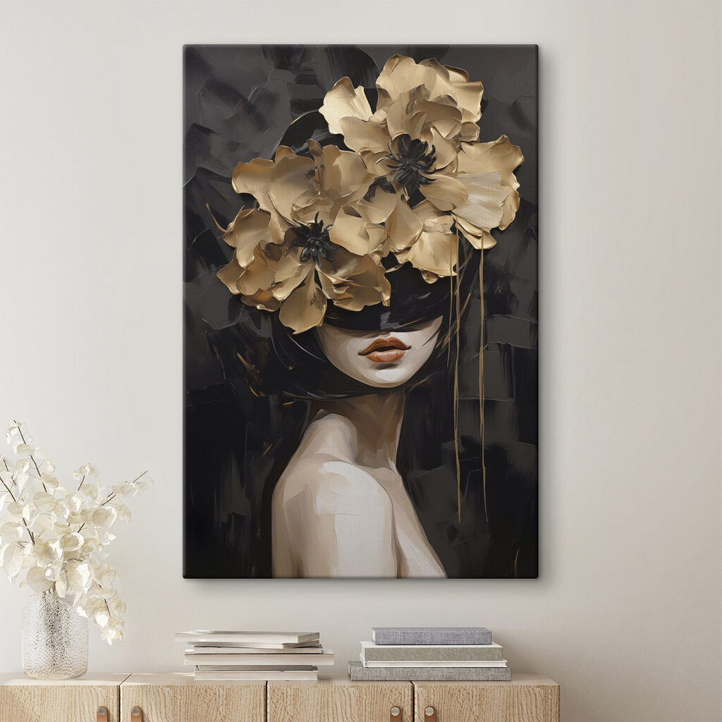 Mulher com flores douradas — interior 2