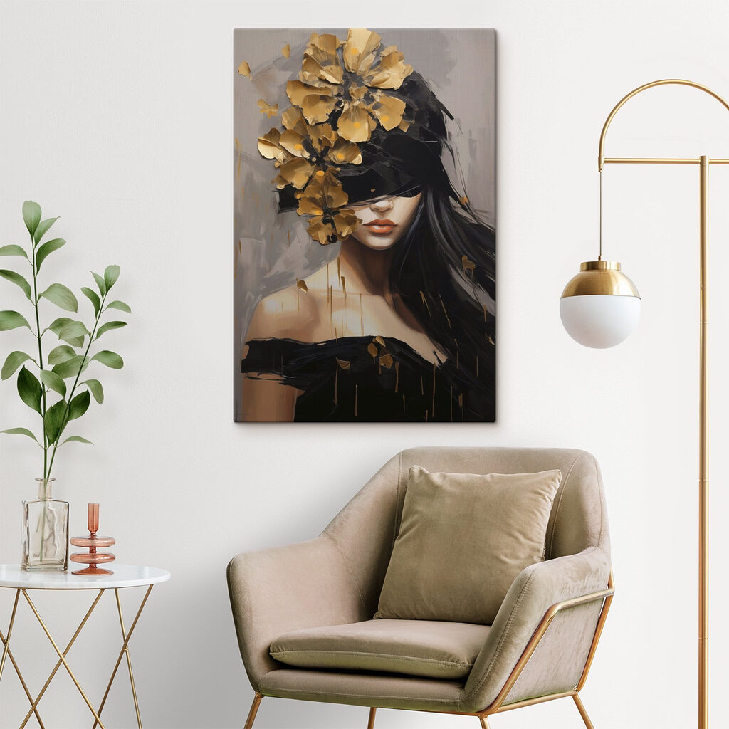Rosto com flores douradas — interior 2