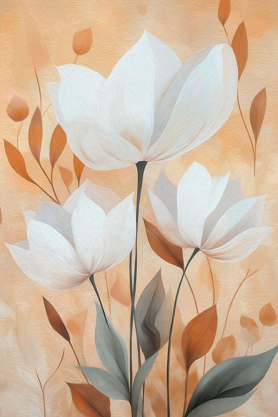 Flores brancas sobre alperce — design completo
