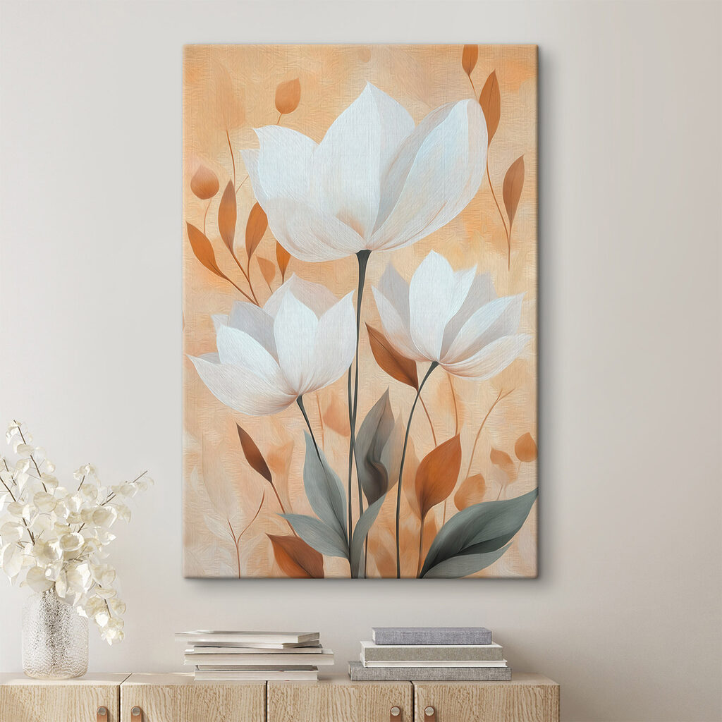 Flores brancas sobre alperce — interior 2