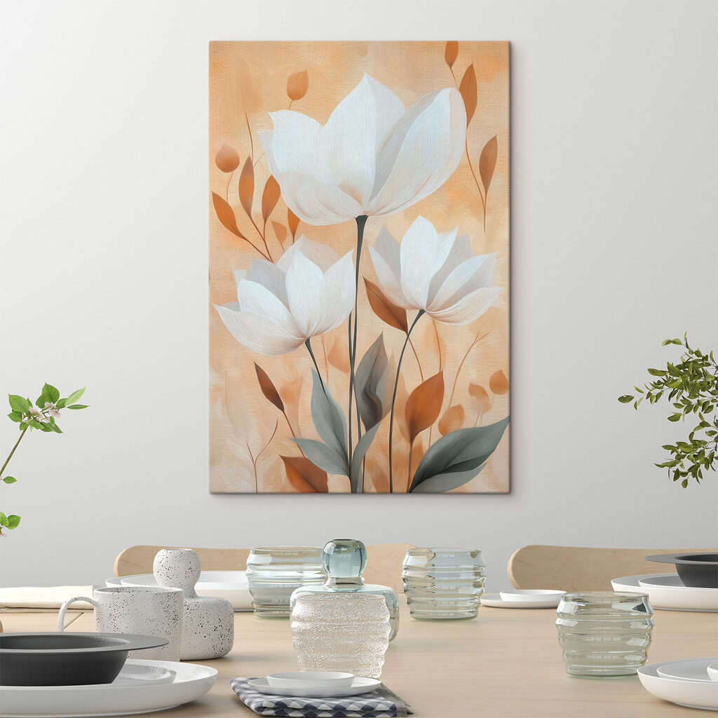 Flores brancas sobre alperce — interior 1