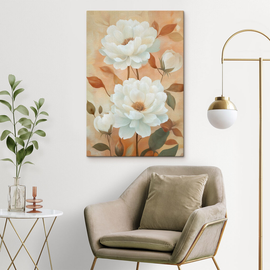 Flores brancas, folhas ferrugem — interior 2