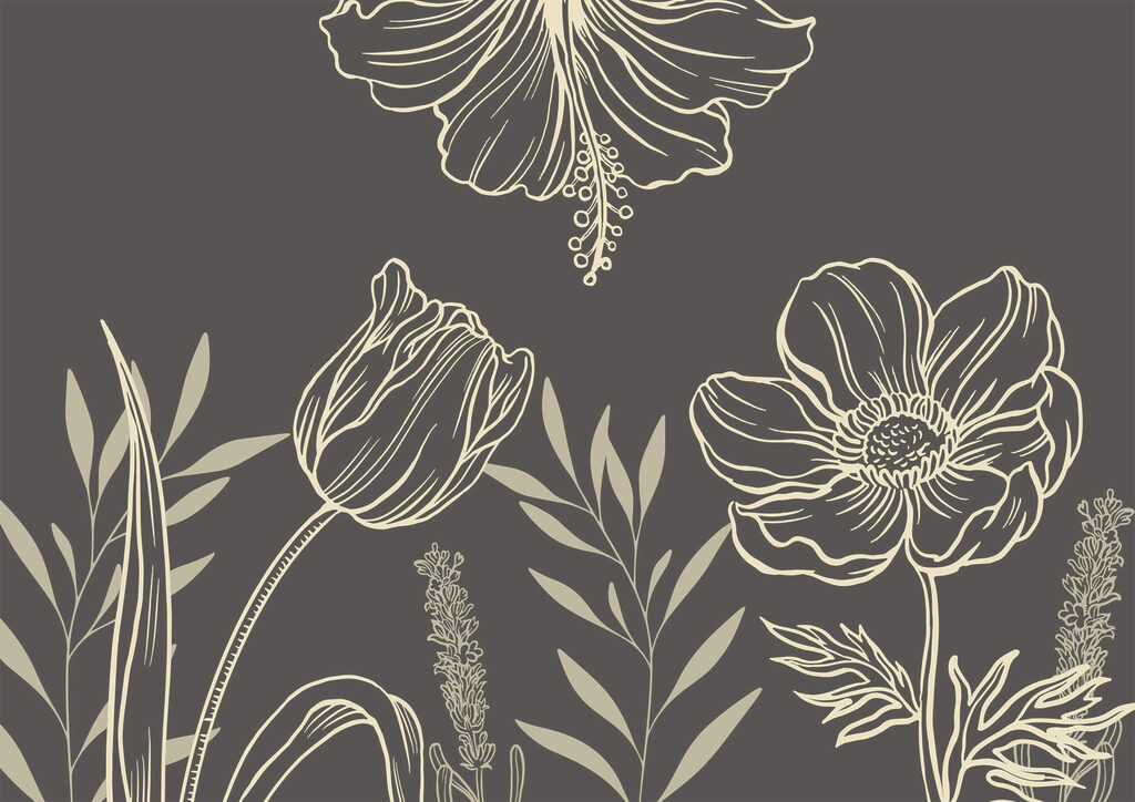 Flores em contorno aberto — design completo