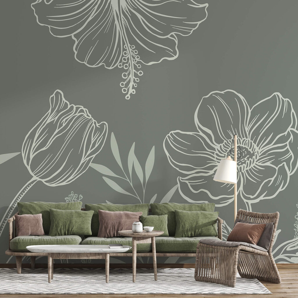 Flores em contorno aberto — interior 1
