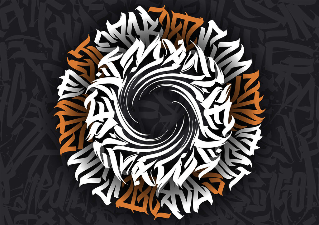 Letras em redemoinho — design completo