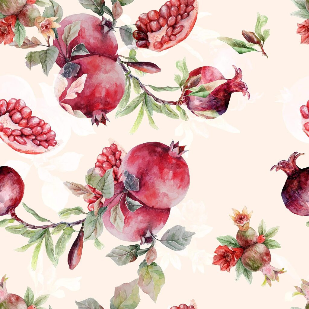 Romãs entre flores — design completo