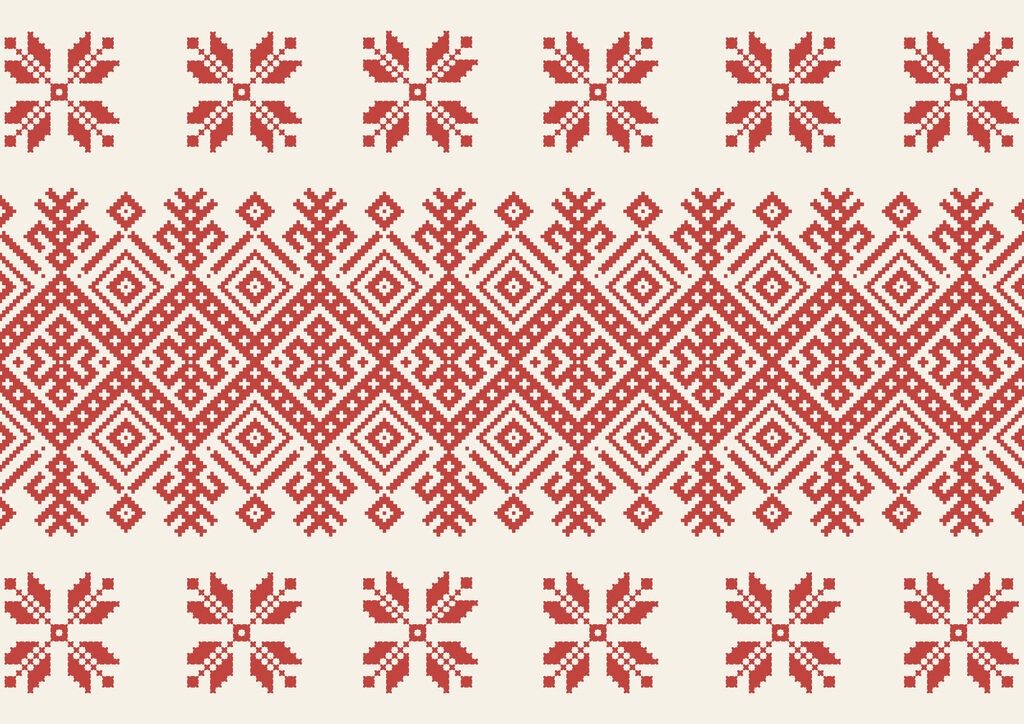 Faixa geométrica com flores — design completo
