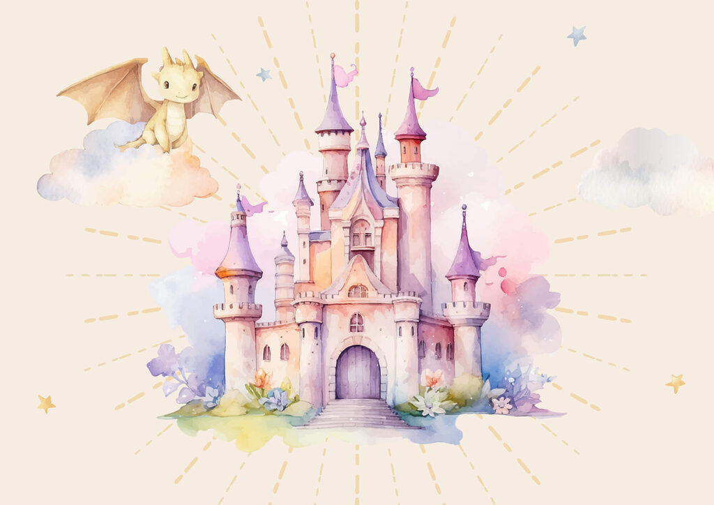 Dragão junto ao castelo — design completo