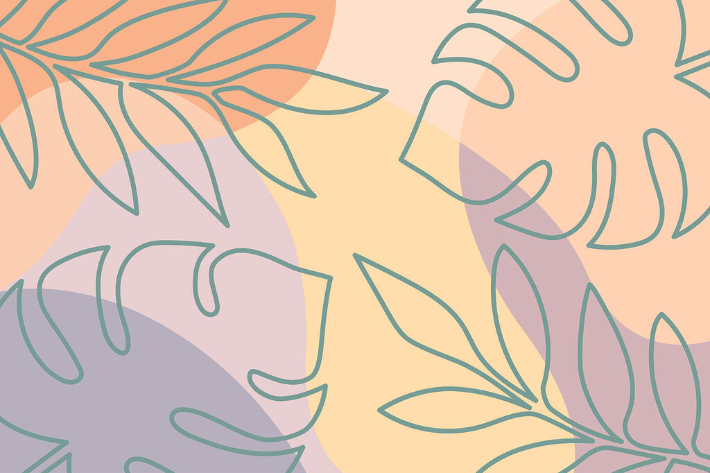 Folhas desenhadas em pastel — design completo