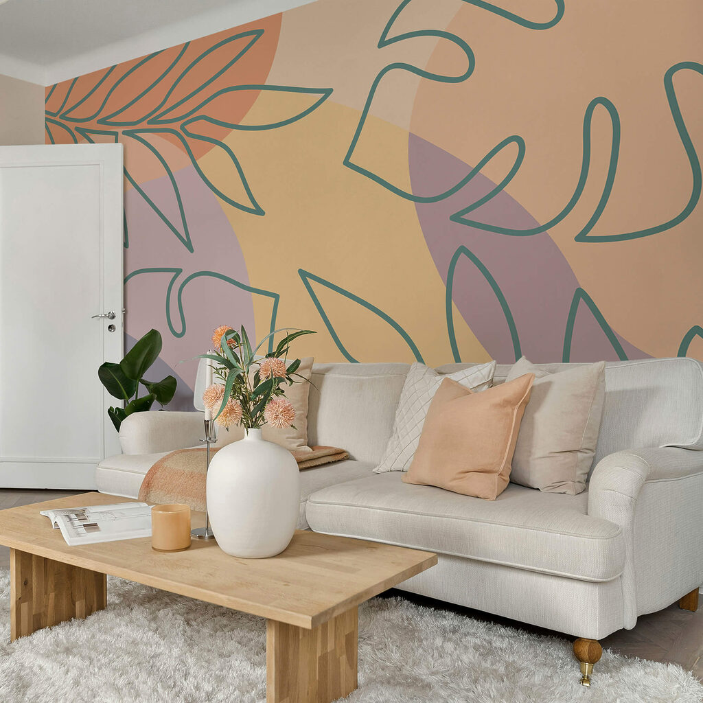 Folhas desenhadas em pastel — interior 1