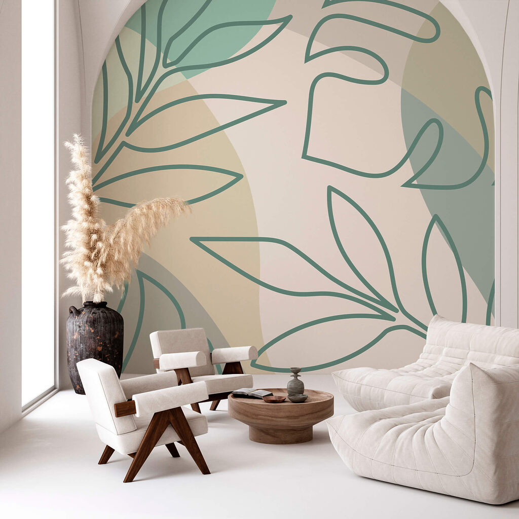 Folhas desenhadas em pastel — interior 1