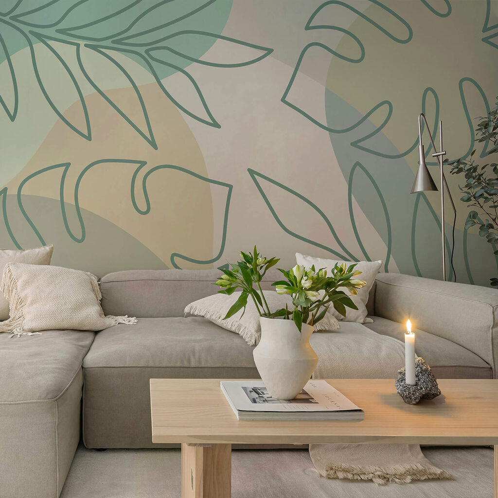 Folhas desenhadas em pastel — interior 2
