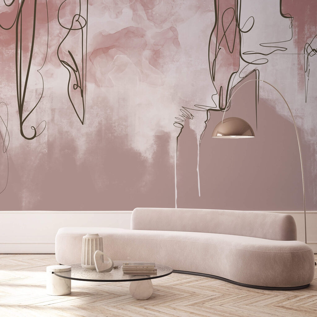 Rostos entre véus rosa — interior 1