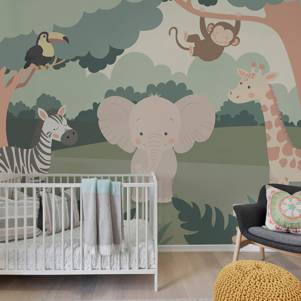 Elefante, girafa e zebra — interior 2
