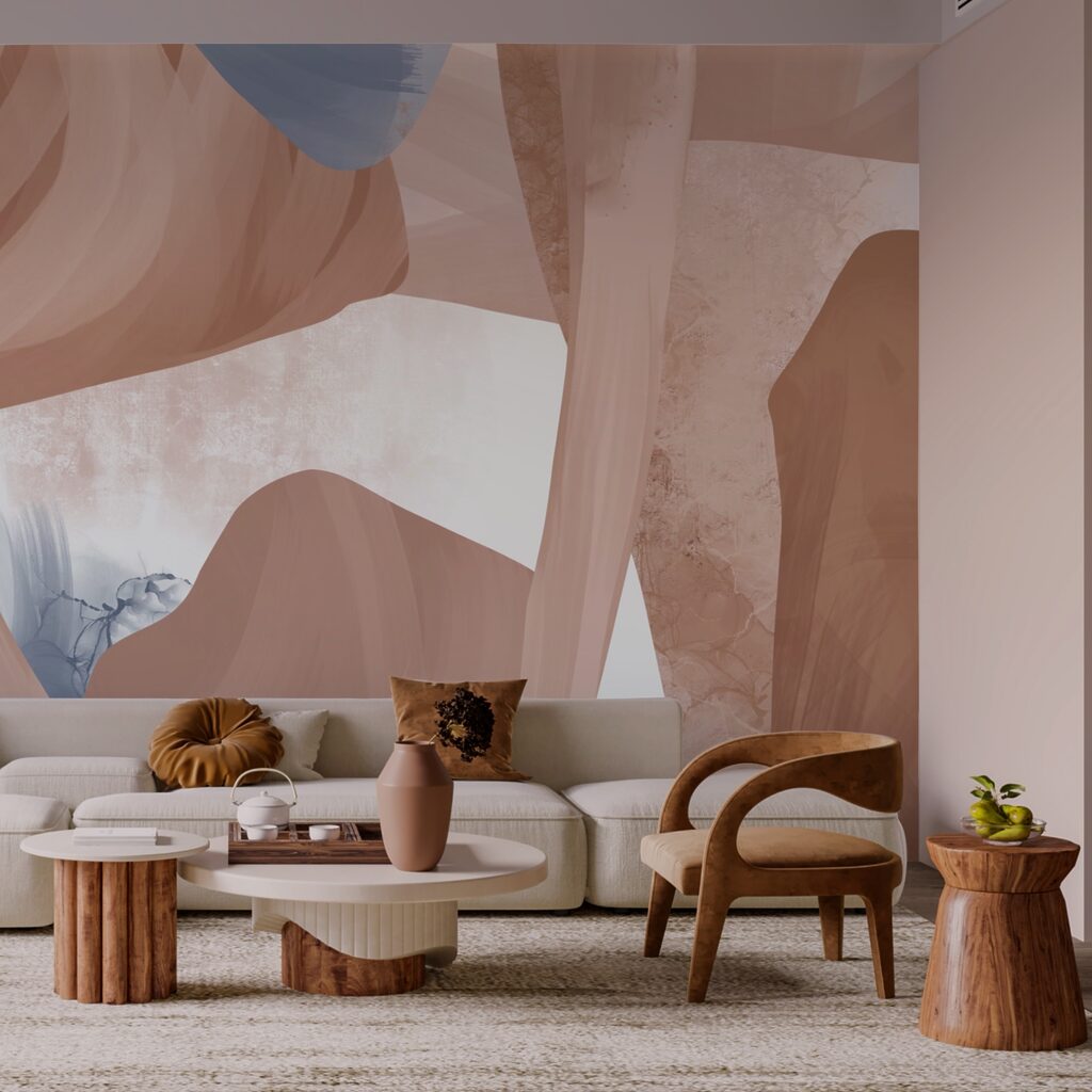 Formas pastel suaves num interior