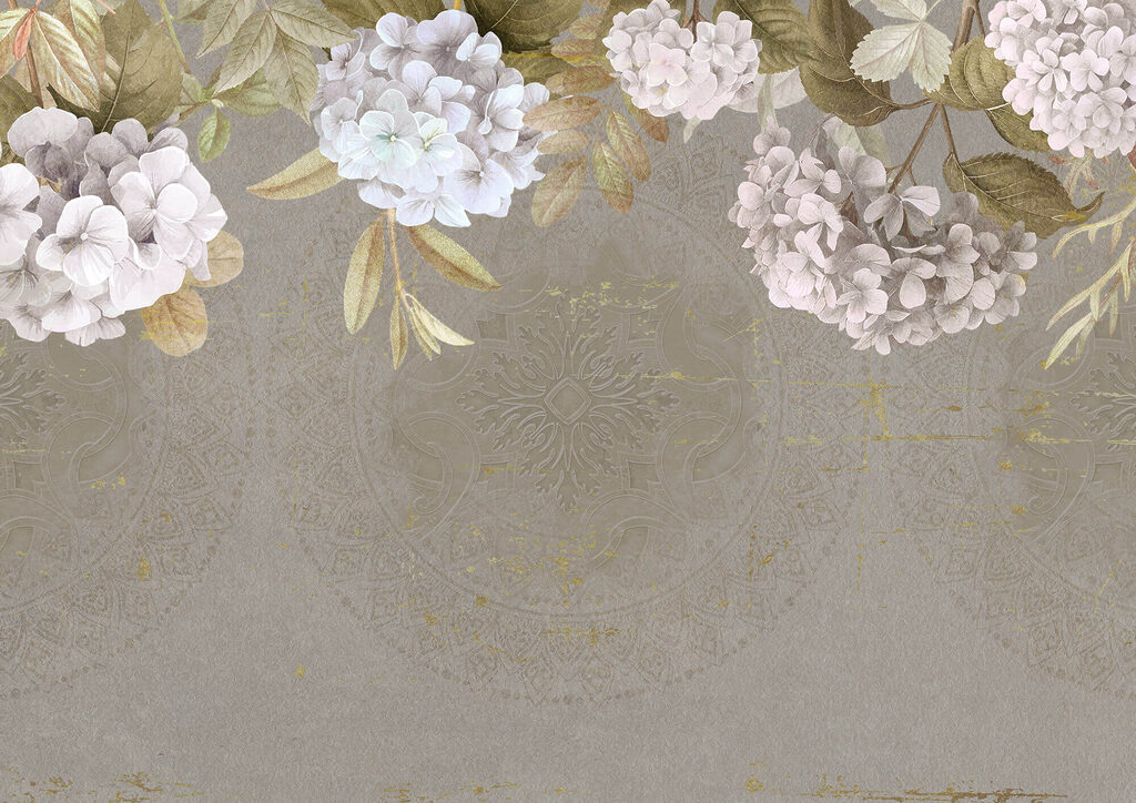 Umbelas brancas sobre castanho — design completo