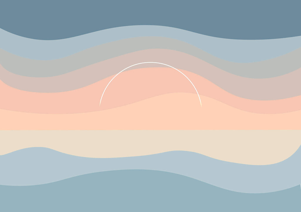 Sol sobre faixas pastel — design completo