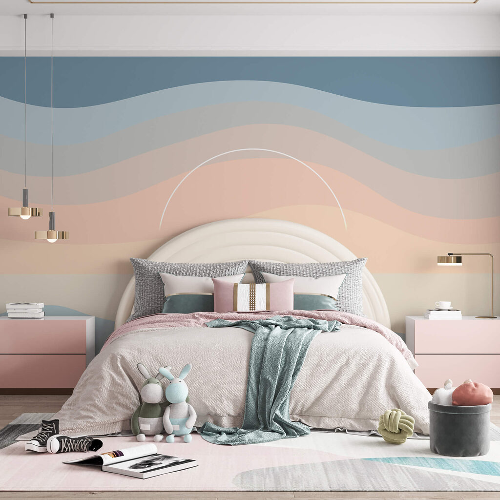 Sol sobre faixas pastel — interior 1