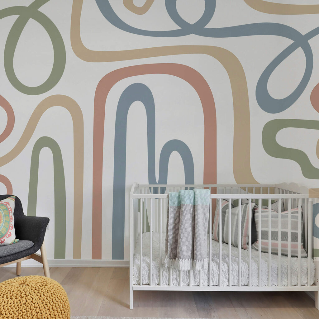Linhas suaves em pastel num interior