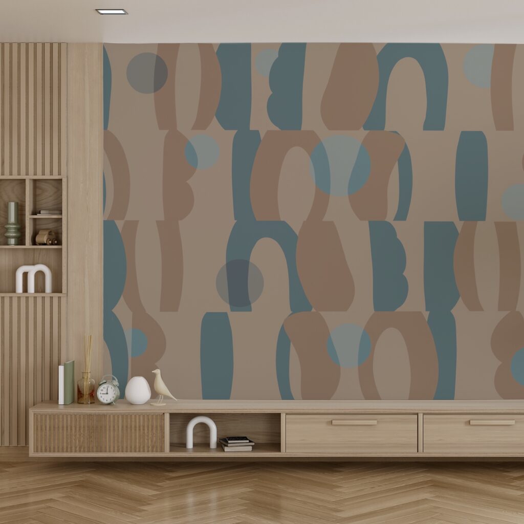 Blocos redondos em pastel num interior