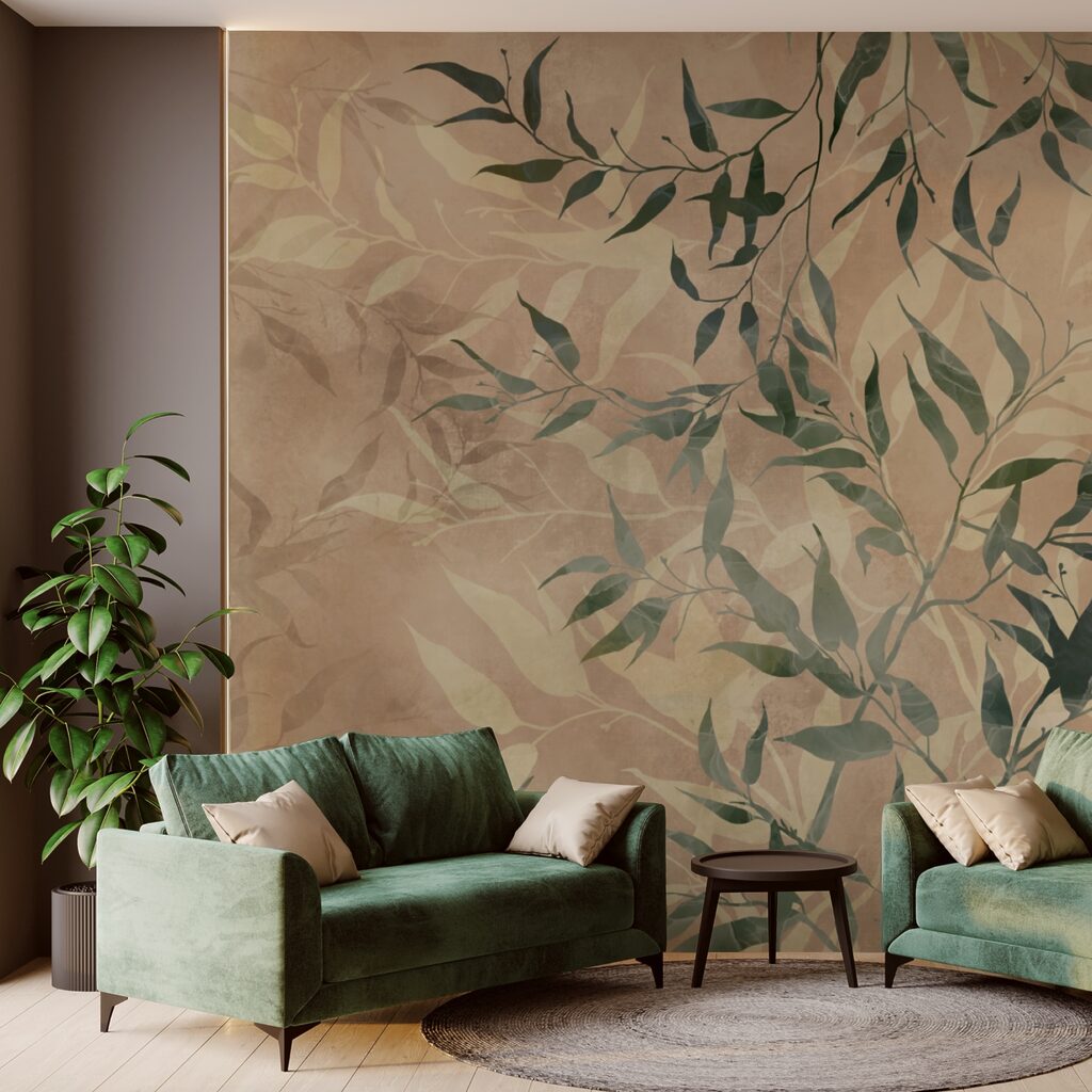Ramos verdes sobre bege — interior 2