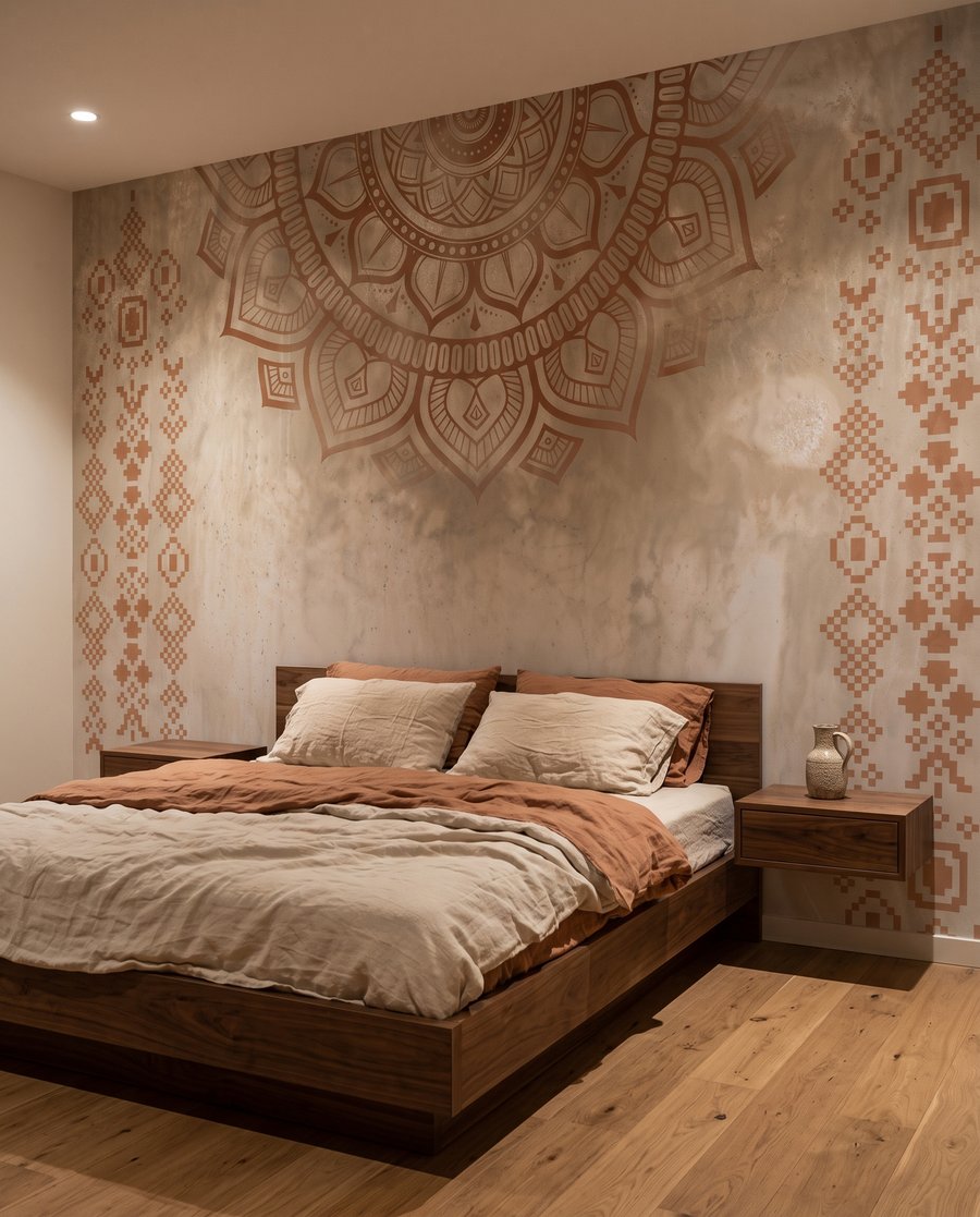 Mandala em linhas quentes num interior