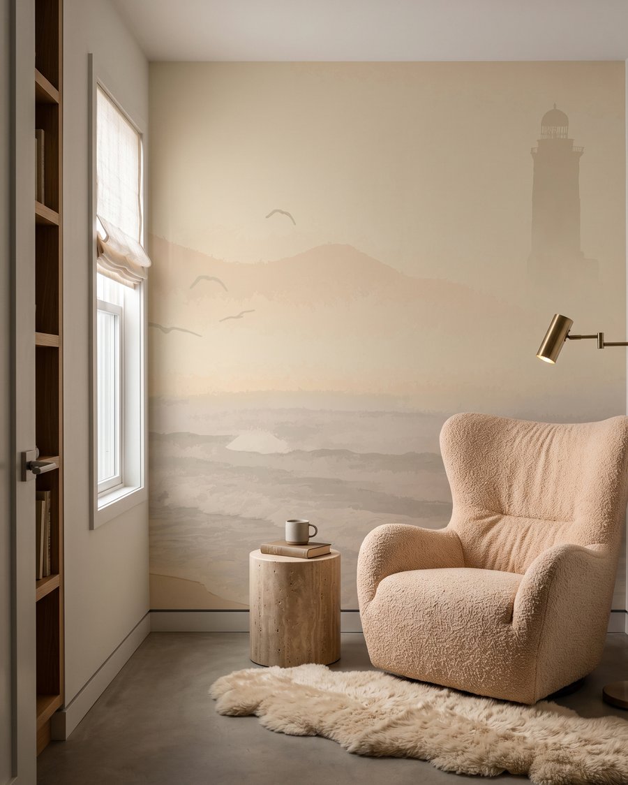 Farol em névoa dourada — interior 4
