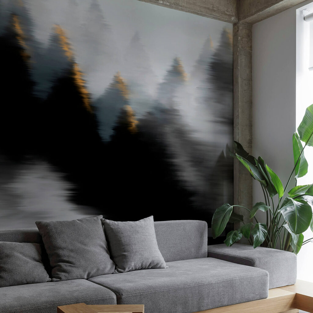 Pinheiros esbatidos em tinta — interior 3