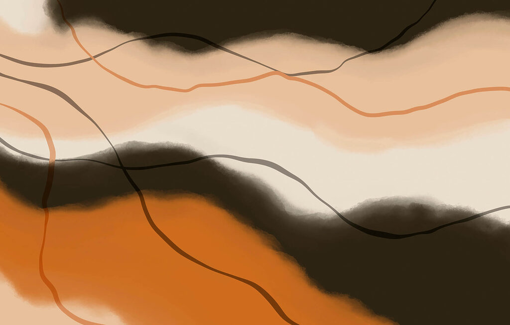 Ondas laranja sobre preto — design completo