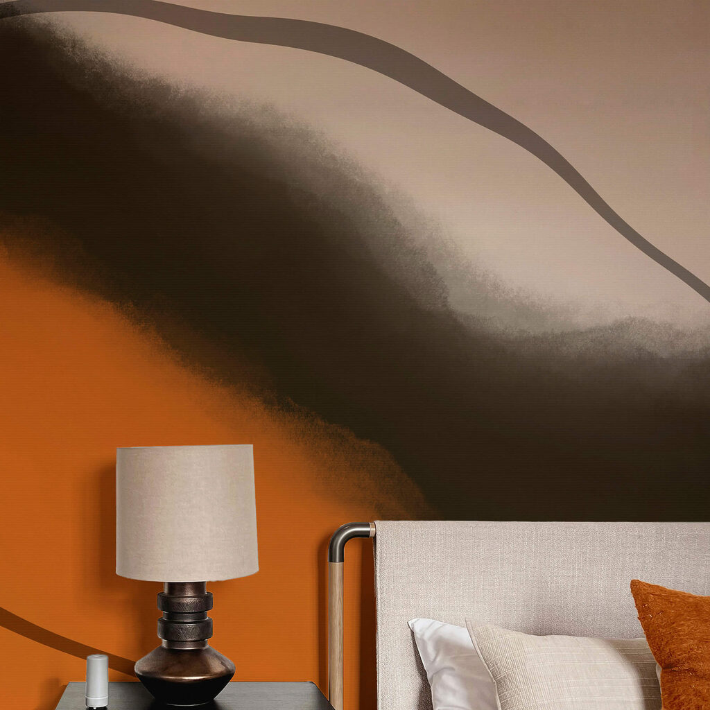 Ondas laranja sobre preto — interior 2
