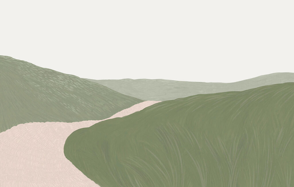 Caminho entre colinas — design completo