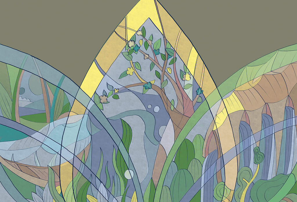 Bosque em vitral — design completo