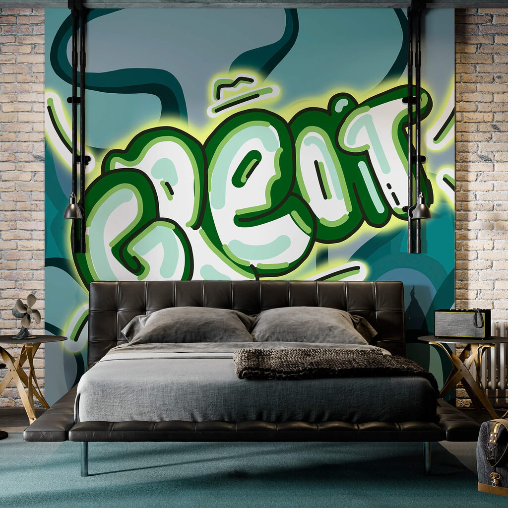 Great em graffiti num interior