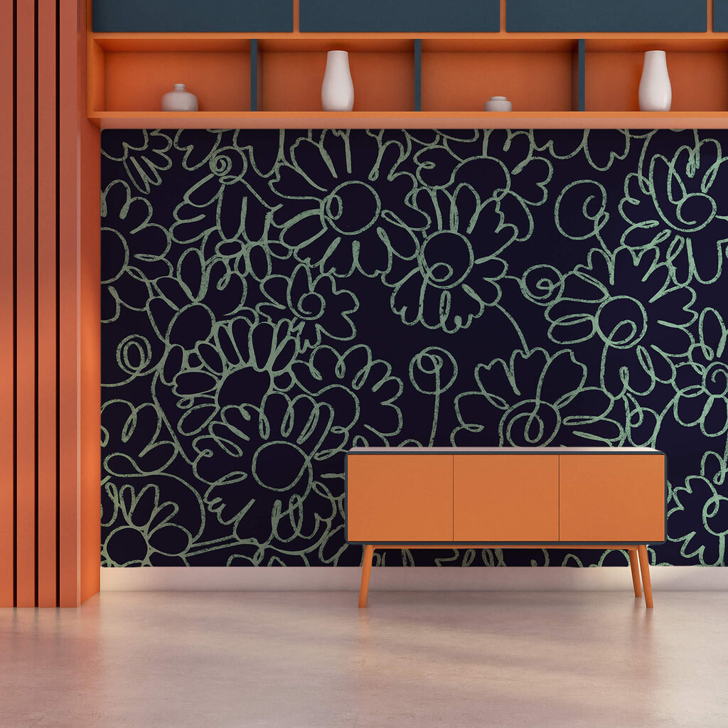 Flores em traço contínuo — interior 1