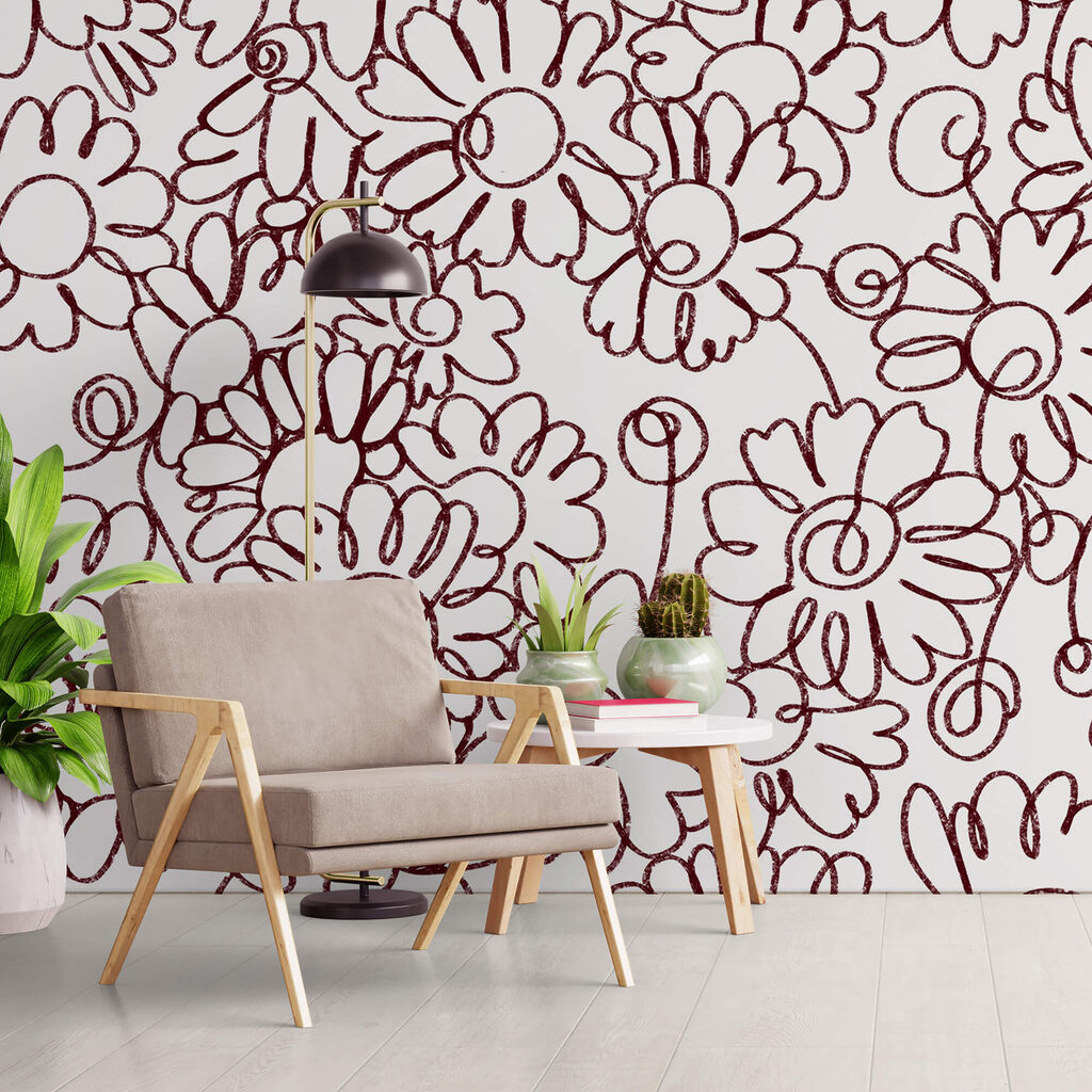 Flores em traço contínuo — interior 2