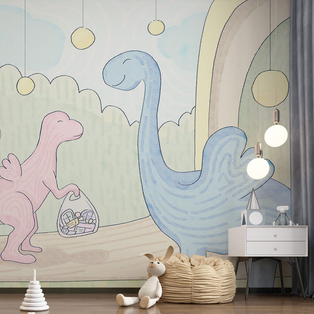 Dinossauros em tons pastel — interior 1