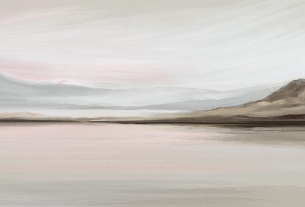Lago em pinceladas pastel — design completo