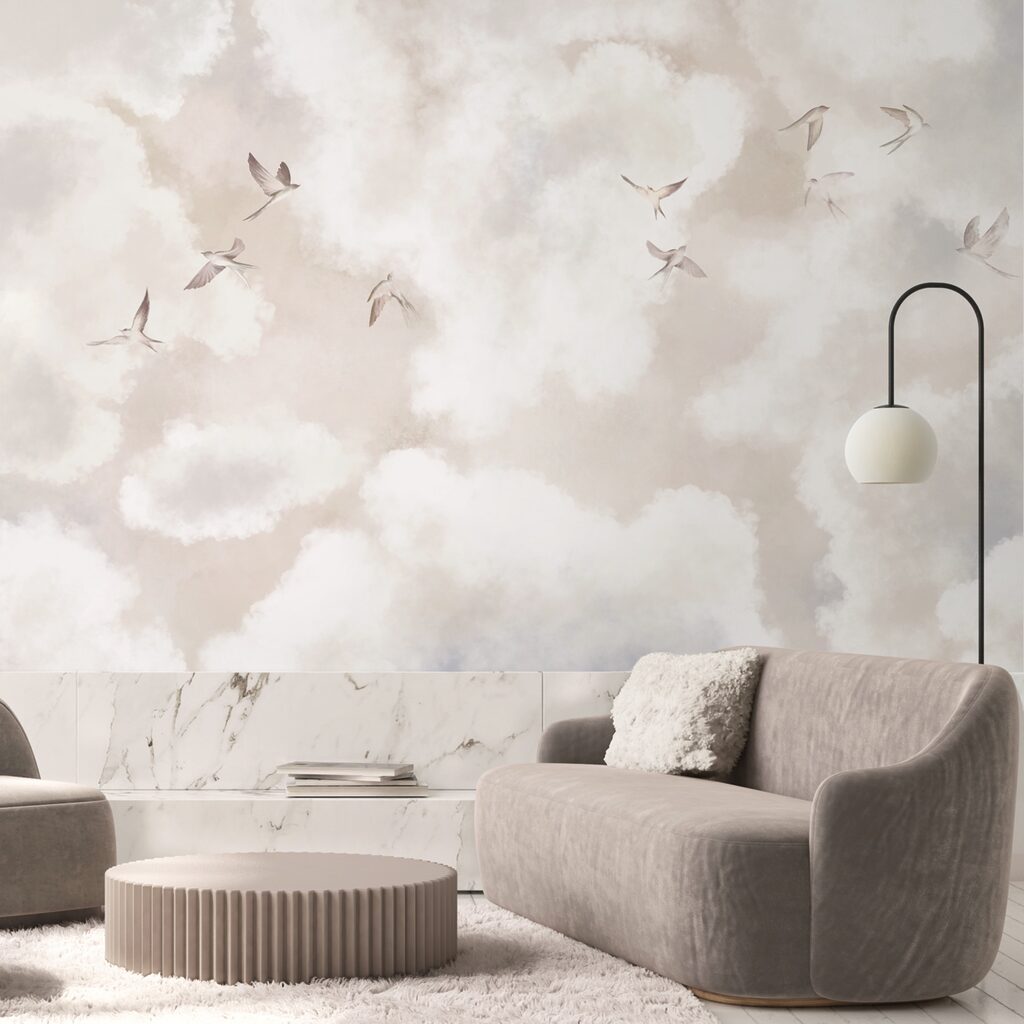 Pássaros entre nuvens claras — interior 2