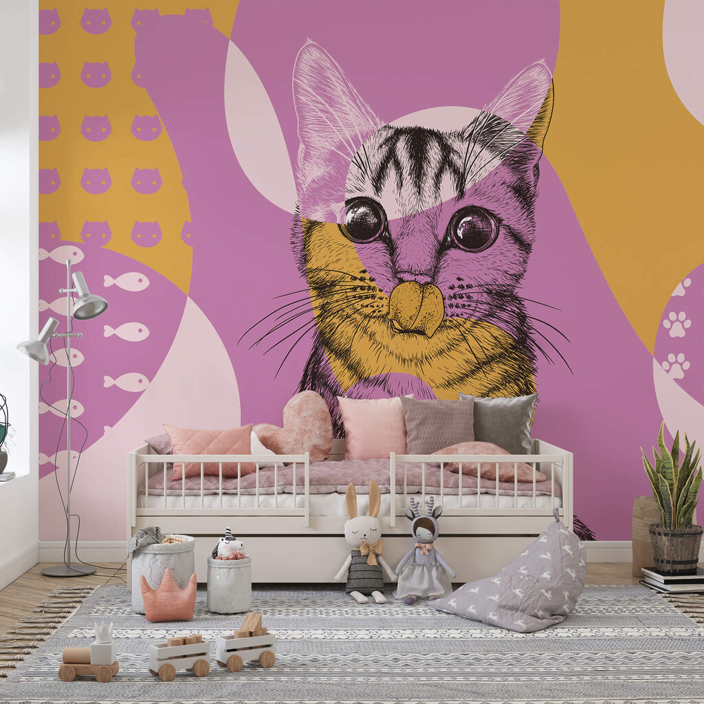 Gato em formas coloridas — interior 1