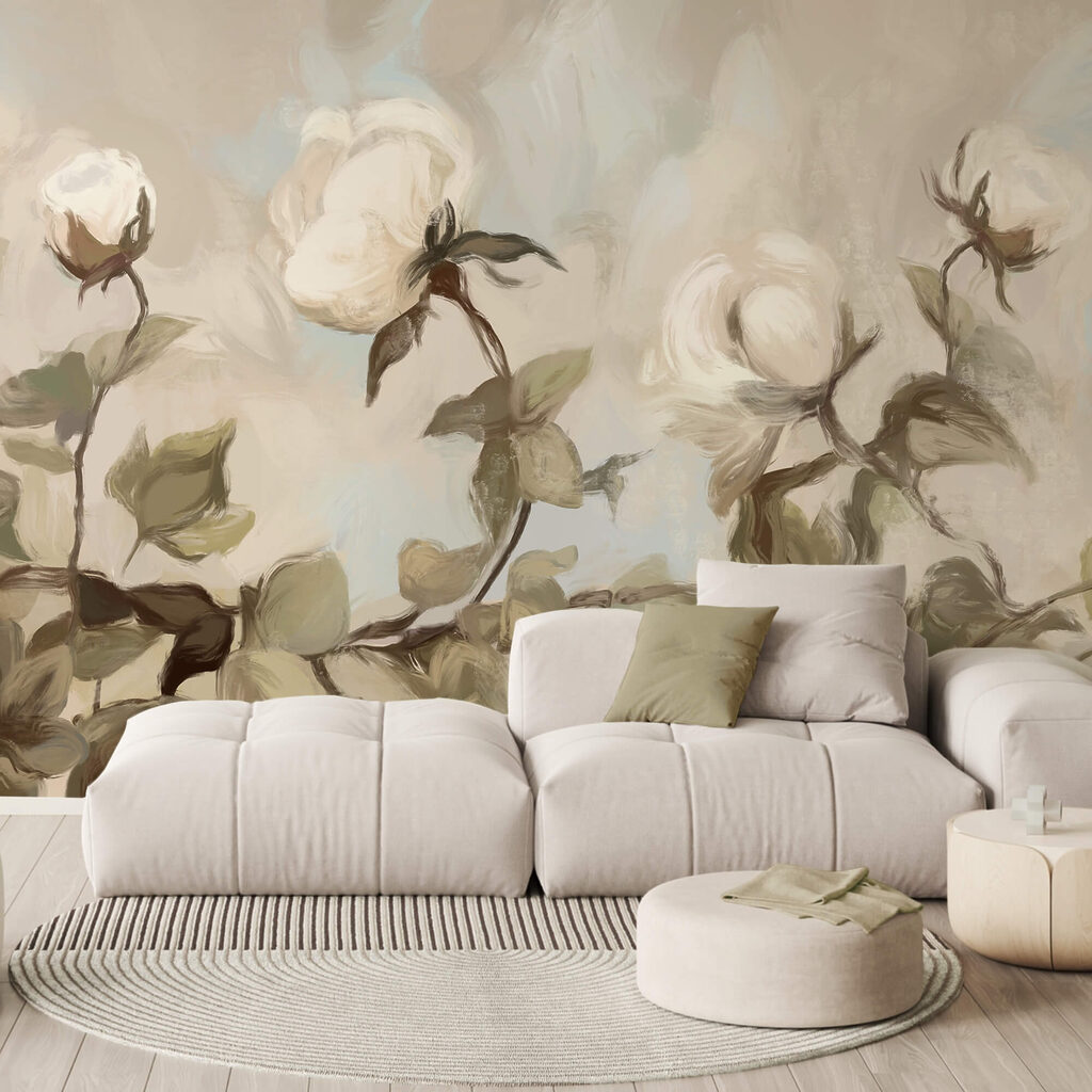 Rosas em fundo claro num interior