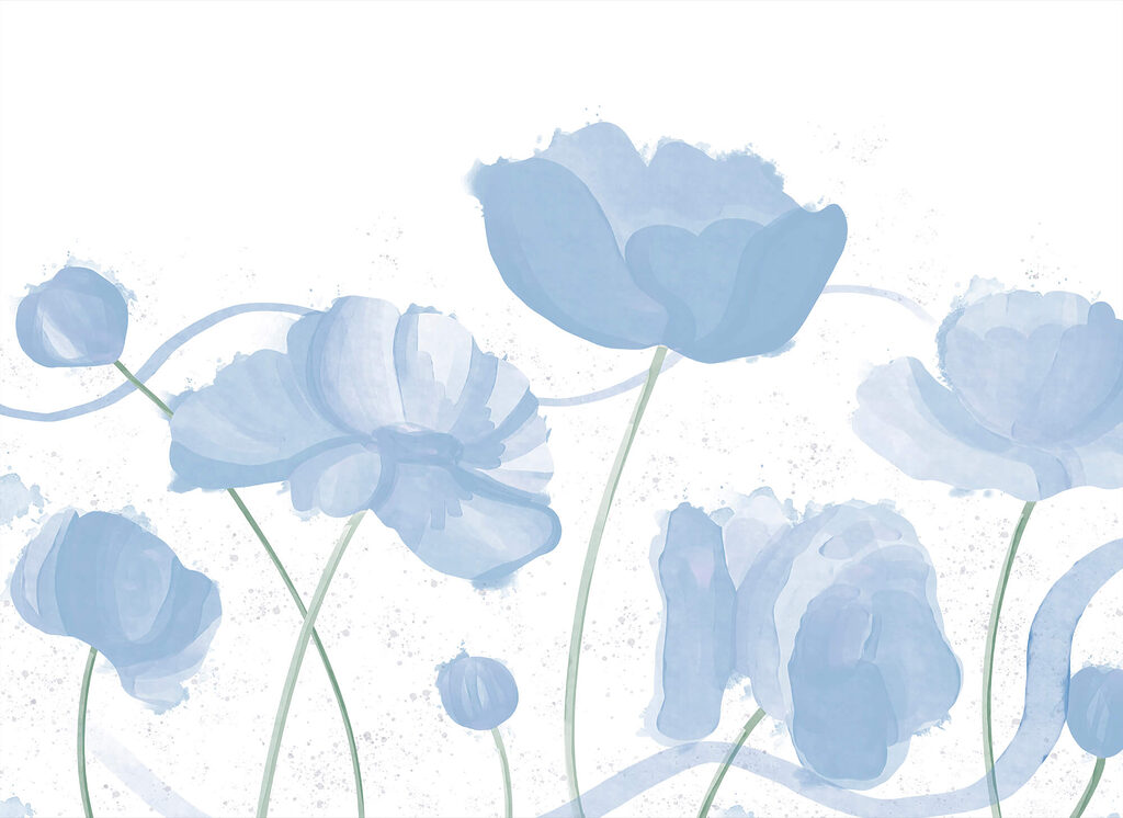Flores em hastes curvas — design completo