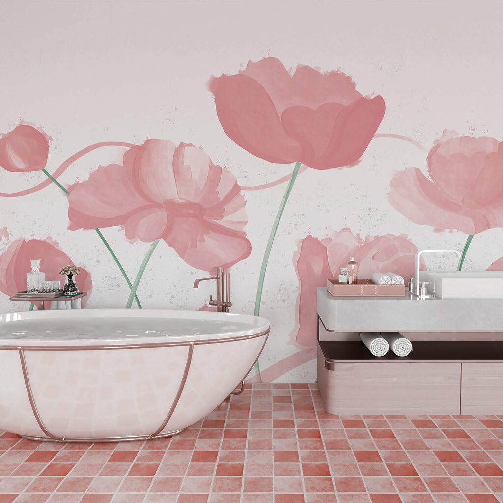 Flores em hastes curvas num interior
