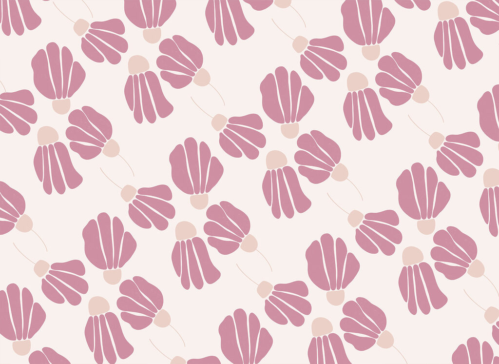 Flores cor-de-rosa estilizadas — design completo