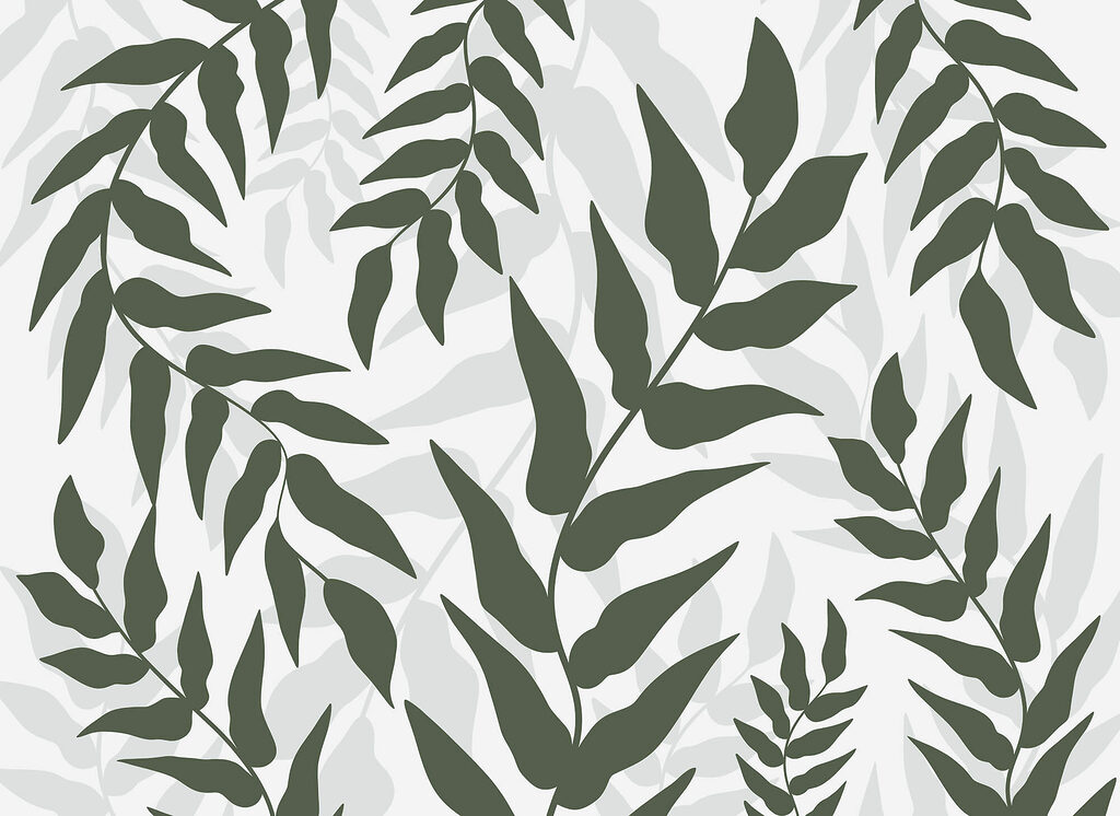 Folhas verdes sobre sombras — design completo