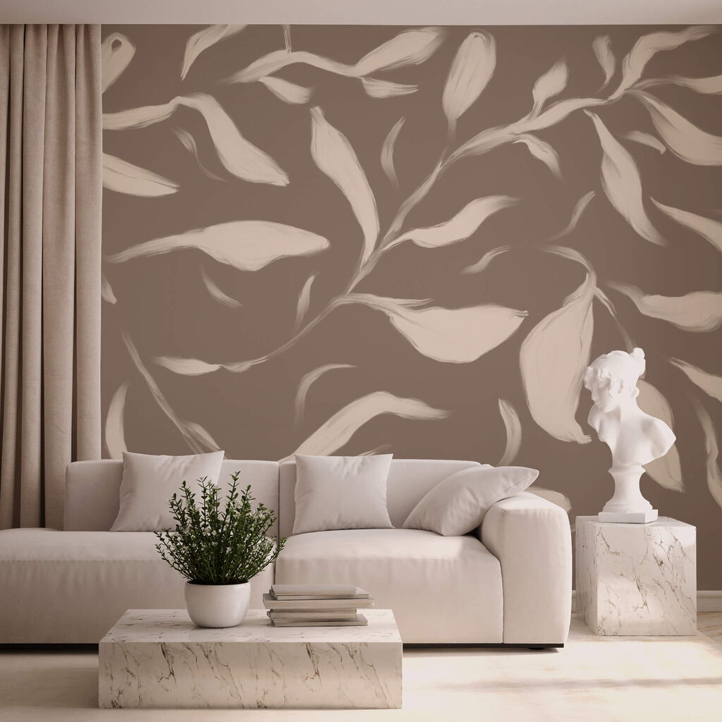Folhas a cair num interior